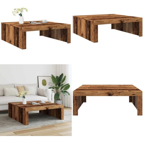 Mesa de centro madera de ingeniería envejecida 100x100x35 cm - Madera contrachapada - Mesa de salón