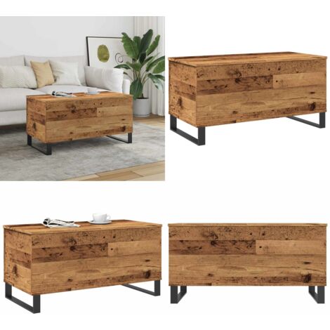 Mesa de centro madera de ingeniería envejecida 90x44,5x45 cm - Madera de ingeniería - Mesa de centro envejecida