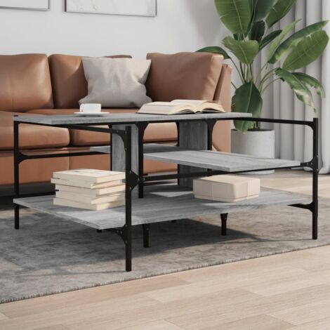 Mesa de centro madera de ingeniería gris  100x100x48,5 cm