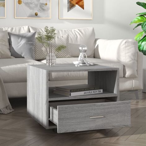 Mesa de centro madera de ingeniería gris  55x55x40 cm