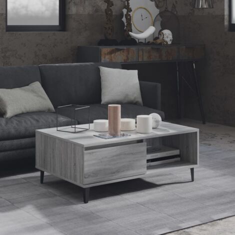 Mesa de centro madera de ingeniería gris  90x60x35 cm