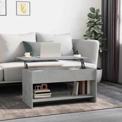 Mesa de centro madera de ingeniería gris hormigón 102x50x52,5cm