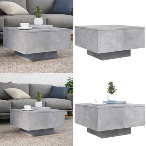 Mesa de centro madera de ingeniería gris hormigón 55x55x31 cm - Mesa auxiliar - Mesa de salón