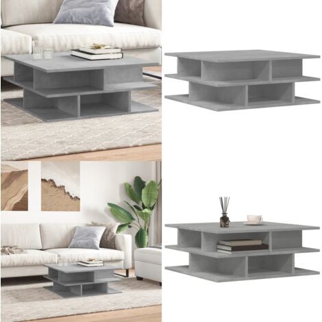 Mesa de centro madera de ingeniería gris hormigón 70x70x29 cm - Madera de ingeniería - Mesa de centro gris hormigón