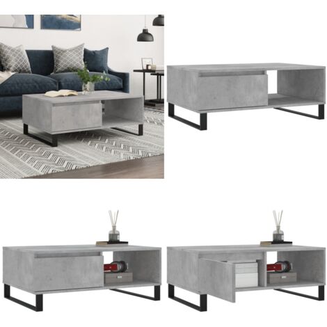 Mesa de centro madera de ingeniería gris hormigón 90x60x35 cm - Madera contrachapada - Mesa de salón