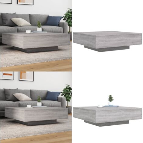 Mesa de centro madera de ingeniería gris Sonoma 100x100x31 cm - Madera de ingeniería - Mesa auxiliar