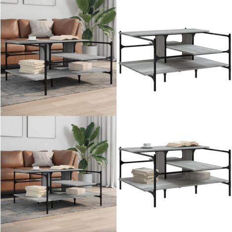Mesa de centro madera de ingeniería gris Sonoma 100x100x48,5 cm - Madera de ingeniería - Mesa de centro gris
