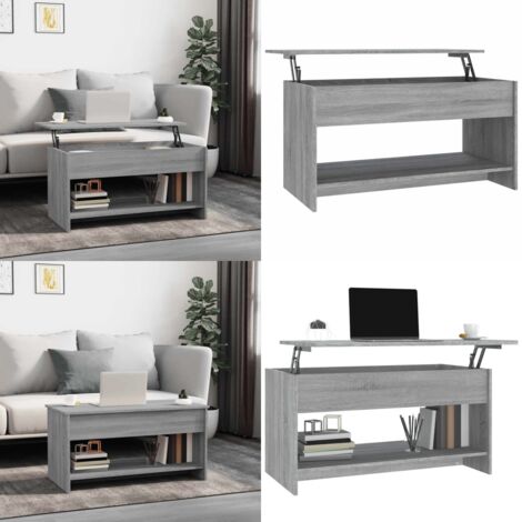 Mesa de centro madera de ingeniería gris Sonoma 102x50x52,5 cm - Madera contrachapada - Almacenamiento oculto