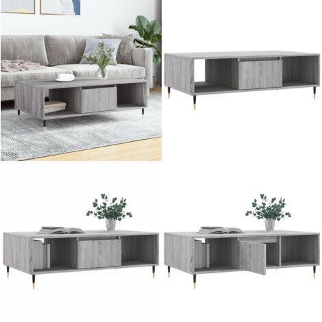 Mesa de centro madera de ingeniería gris Sonoma 104x60x35 cm - Madera contrachapada - Mesa de salón