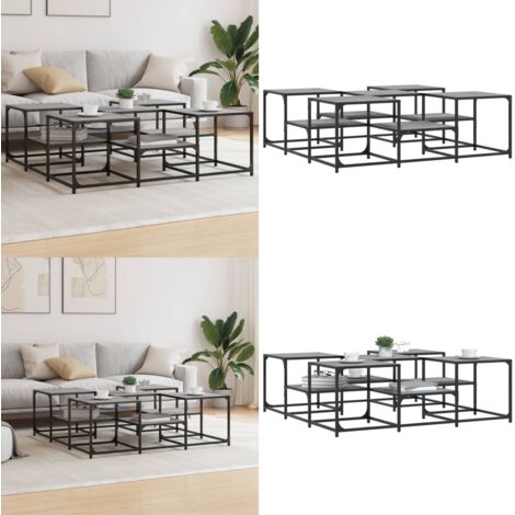 Mesa de centro madera de ingeniería gris Sonoma 121x121x40 cm - Madera contrachapada - Mesa de salón