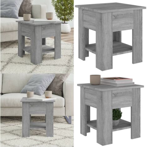 Mesa de centro madera de ingeniería gris Sonoma 40x40x42 cm - Mesa de salón - Mesa de almacenamiento