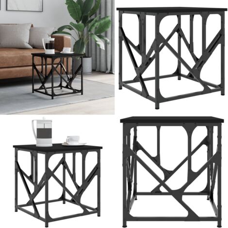 Mesa de centro madera de ingeniería negra 45x45x47,5 cm - Madera de ingeniería - Mesa de salón
