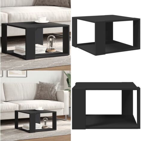 Mesa de centro madera de ingeniería negra 51,5x51,5x30 cm - Madera de ingeniería - Mesa de centro negra