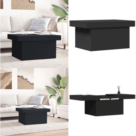Mesa de centro madera de ingeniería negro 100x55x40 cm - Madera de ingeniería - Mesa de centro negra