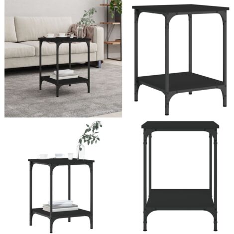 Mesa de centro madera de ingeniería negro 40x40x55 cm - Madera de ingeniería - Mesa de centro negra