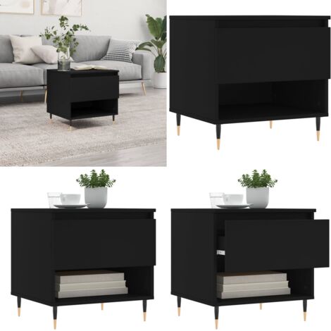 Mesa de centro madera de ingeniería negro 50x46x50 cm - Madera contrachapada - Mesa de almacenamiento