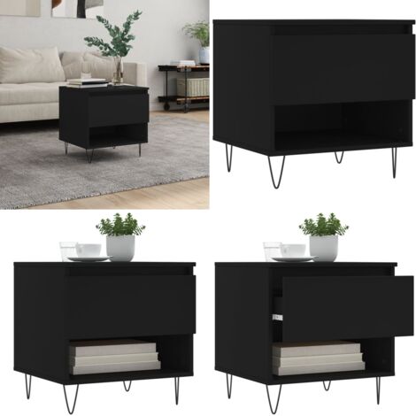 Mesa de centro madera de ingeniería negro 50x46x50 cm - Madera contrachapada - Mesa de almacenamiento