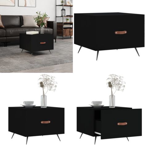 Mesa de centro madera de ingeniería negro 50x50x40 cm - Madera de ingeniería - Mesa de centro negra