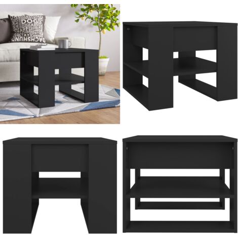 Mesa de centro madera de ingeniería negro 55,5x55x45 cm - Madera contrachapada - Mesa de centro negra
