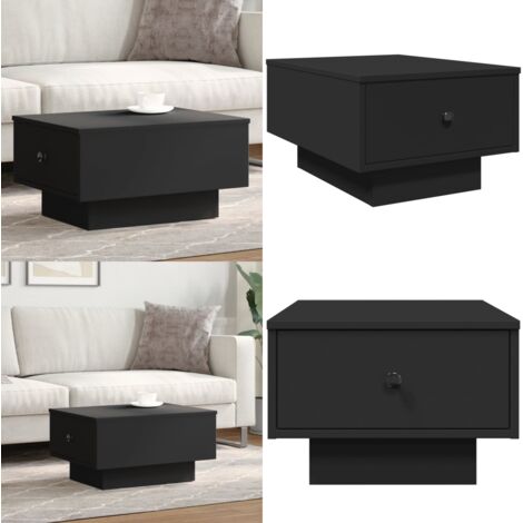 Mesa de centro madera de ingeniería negro 60x45x31 cm - Madera de ingeniería - Mesa de centro negra