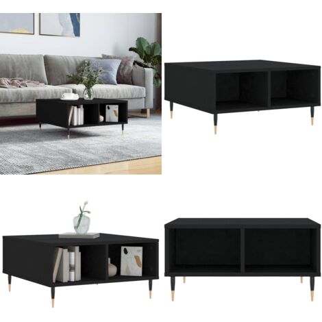 Mesa de centro madera de ingeniería negro 60x60x30 cm - Madera contrachapada - Almacenamiento