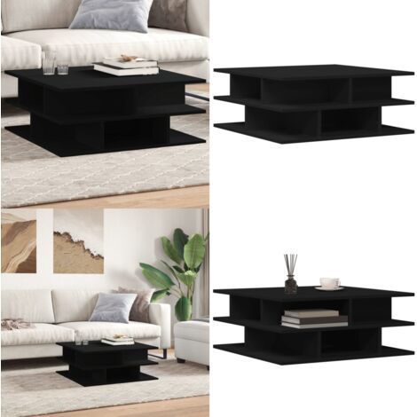 Mesa de centro madera de ingeniería negro 70x70x29 cm - Madera de ingeniería - Mesa de centro negra