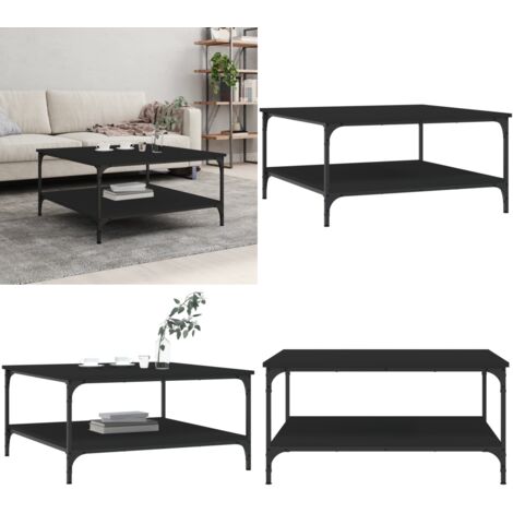 Mesa de centro madera de ingeniería negro 80x80x40 cm - Madera contrachapada - Almacenamiento