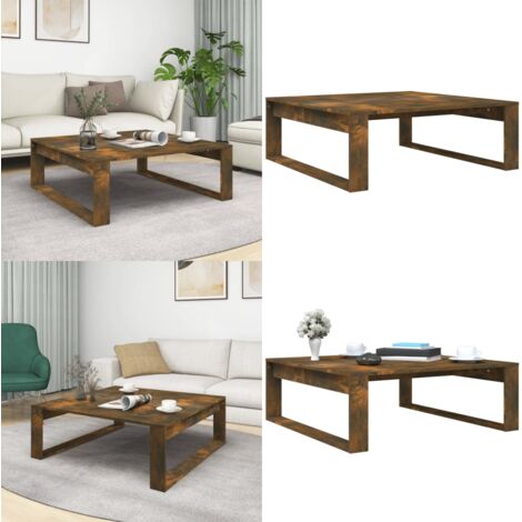 Mesa de centro madera de ingeniería roble ahumado 100x100x35 cm - Madera contrachapada - Mesa de centro roble ahumado