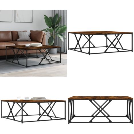 Mesa de centro madera de ingeniería roble ahumado 100x100x40 cm - Mesa de salón - Madera de ingeniería