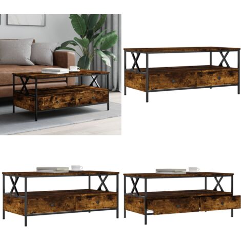 Mesa de centro madera de ingeniería roble ahumado 100x51x45 cm - Madera de ingeniería - Mesa de salón