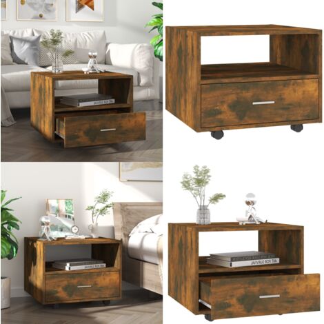 Mesa de centro madera de ingeniería roble ahumado 55x55x40 cm - Madera contrachapada - Mesa de salón