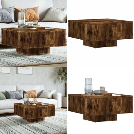 Mesa de centro madera de ingeniería roble ahumado 60x60x31,5 cm - Mesa de salón - Mesa de té