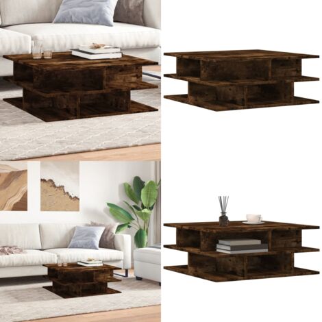 Mesa de centro madera de ingeniería roble ahumado 70x70x29 cm - Madera de ingeniería - Mesa de centro roble ahumado