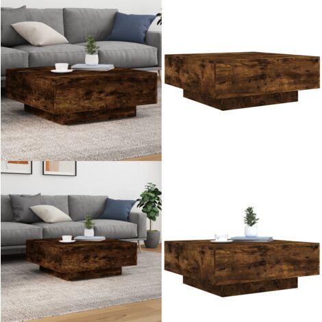 Mesa de centro madera de ingeniería roble ahumado 80x80x31 cm - Mesa auxiliar - Mesa de salón