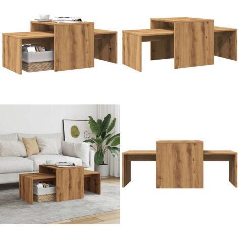 Mesa de centro madera de ingeniería roble artisan 100x48x40 cm - Madera de ingeniería - Mesa de centro roble artesanal