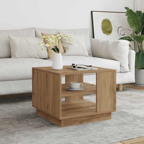 Mesa de centro madera de ingeniería roble artisan 55x55x42 cm
