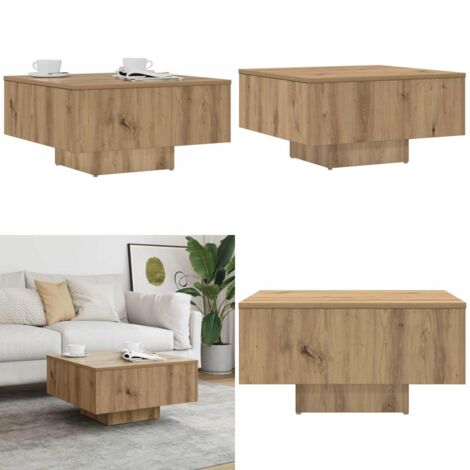 Mesa de centro madera de ingeniería roble artisan 60x60x31,5 cm - Madera de ingeniería - Mesa de centro roble