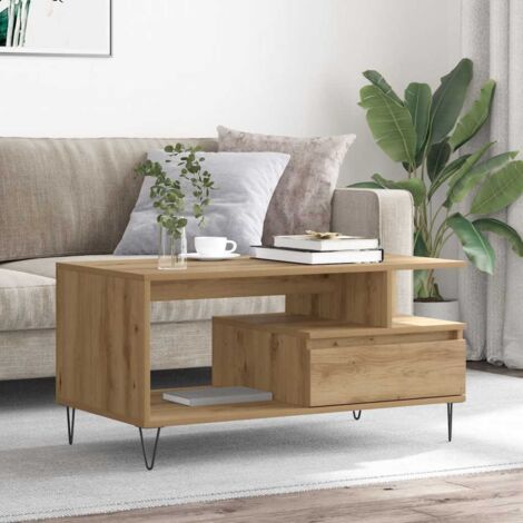 Mesa de centro madera de ingeniería roble artisan 90x49x45 cm