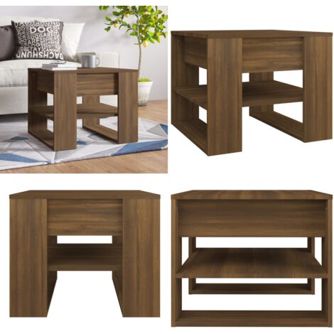 Mesa de centro madera de ingeniería roble marrón 55,5x55x45 cm - Mesa de madera - Mesa de centro de roble