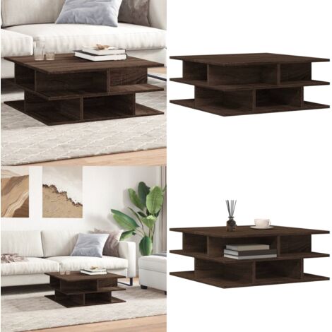 Mesa de centro madera de ingeniería roble marrón 70x70x29 cm - Madera de ingeniería - Mesa de centro roble