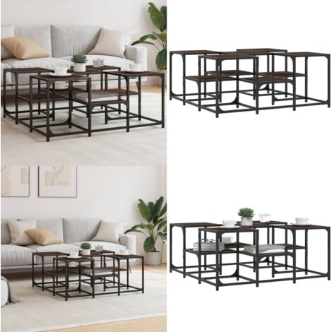 Mesa de centro madera de ingeniería roble marrón 91x91x40 cm - Madera contrachapada - Mesa de salón