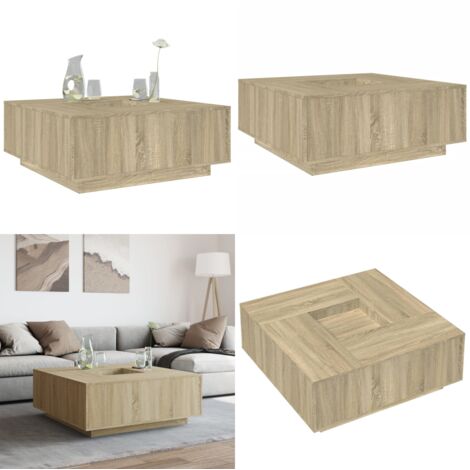 Mesa de centro madera de ingeniería roble Sonoma 100x100x40 cm - Madera de ingeniería - Mesa de roble