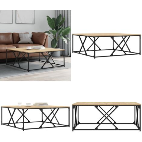 Mesa de centro madera de ingeniería roble Sonoma 100x100x40 cm - Madera de ingeniería - Mesa de salón