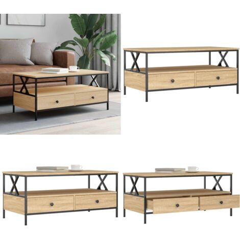 Mesa de centro madera de ingeniería roble Sonoma 100x51x45 cm - Madera de ingeniería - Mesa de salón