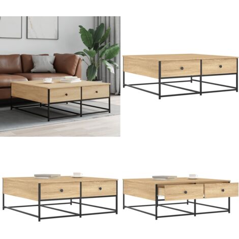 Mesa de centro madera de ingeniería roble Sonoma 100x99x40 cm - Madera de ingeniería - Mesa de salón