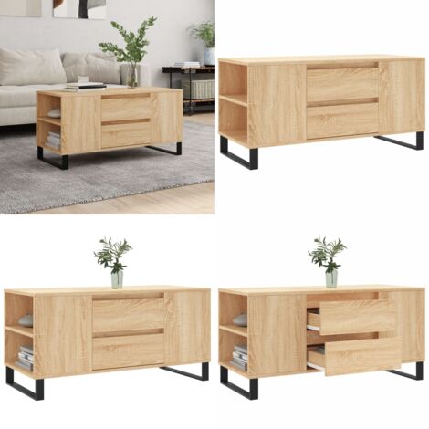Mesa de centro madera de ingeniería roble Sonoma 102x44,5x50 cm - Madera contrachapada - Mesa auxiliar
