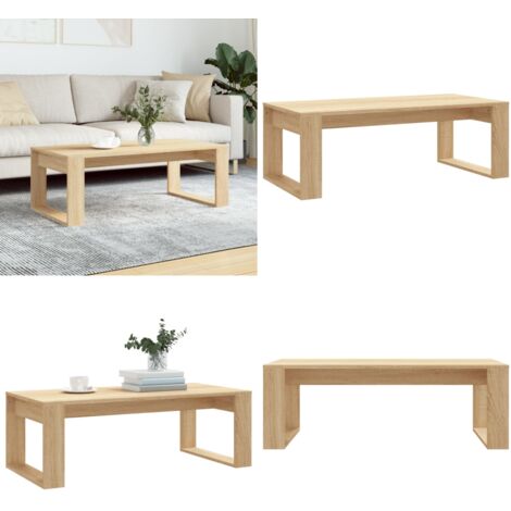 Mesa de centro madera de ingeniería roble Sonoma 102x50x35 cm - Madera de ingeniería - Mesa de centro roble