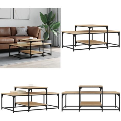 Mesa de centro madera de ingeniería roble Sonoma 102x60x45 cm - Madera de ingeniería - Mesa de salón