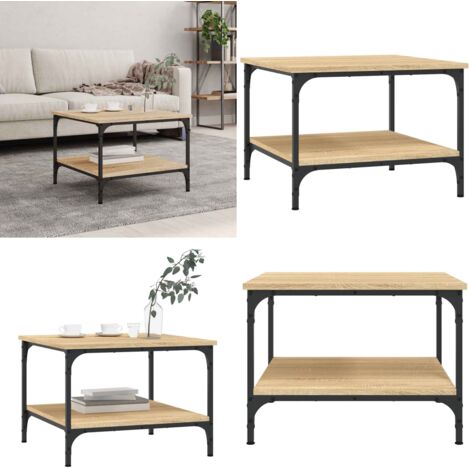 Mesa de centro madera de ingeniería roble Sonoma 55x55x40 cm - Madera contrachapada - Almacenamiento