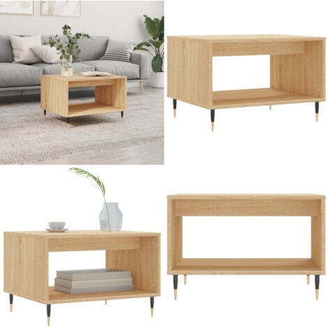 Mesa de centro madera de ingeniería roble Sonoma 60x50x40 cm - Madera contrachapada - Roble Sonoma